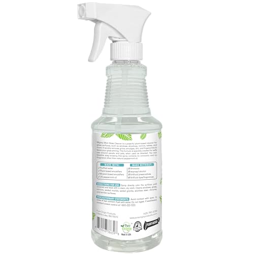 Mighty Mint Glass Cleaner, Non-Toxic, Ammonia-Free, Streak-Free Spray for Windows, Screens, Stovetop, Bathroom, Natural Peppermint Scent, 16oz