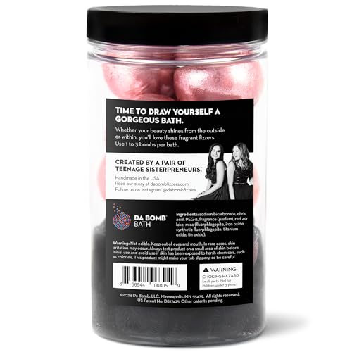 DA BOMB Bath Beauty Bath Bombs Jar, 16oz, 8 minis with loofah