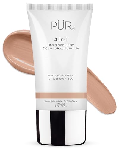PÜR Beauty 4-in-1 Tinted Moisturizer With SPF 20 - Hydrating Face Moisturizer, Primer, & Foundation With Shea Butter, Aloe Vera & Vitamin B3 - Vegan Friendly - Free of Paraben, Gluten & BPA - Bone