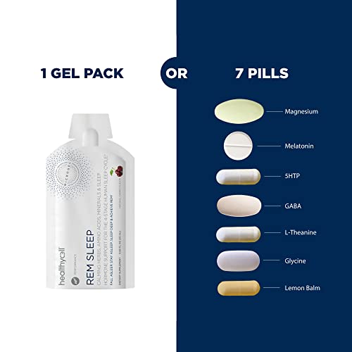 Healthycell REM Sleep - Liquid Gel Extra Strength Sleep Supplement for Adults - Melatonin, Magnesium, GABA, L-theanine Supplement - Maximum Absorption - 30 Gel Packs