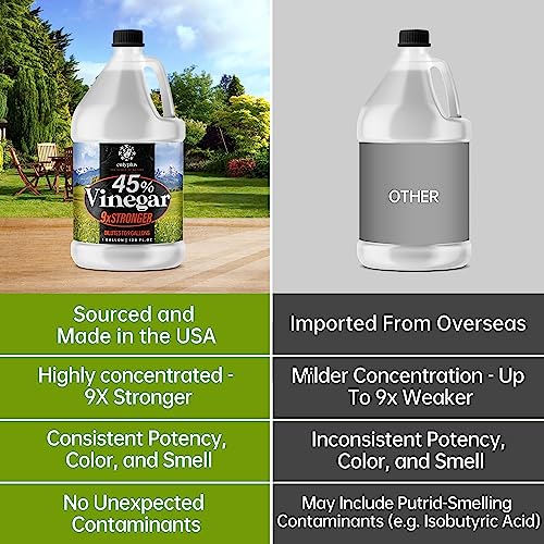 Calyptus 45% Pure Super Concentrated Vinegar | Dilutes to 9 Gallons | 9x Power Concentrate Vinegar | 1 Gallon
