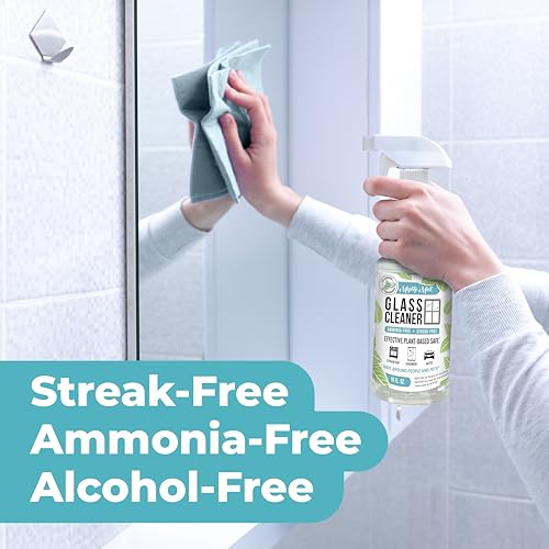 Mighty Mint Glass Cleaner, Non-Toxic, Ammonia-Free, Streak-Free Spray for Windows, Screens, Stovetop, Bathroom, Natural Peppermint Scent, 16oz