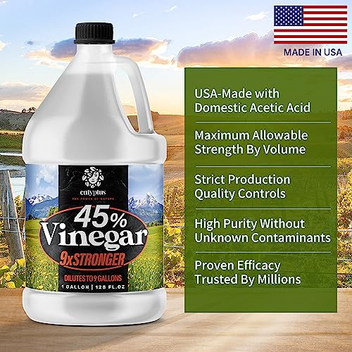 Calyptus 45% Pure Super Concentrated Vinegar | Dilutes to 9 Gallons | 9x Power Concentrate Vinegar | 1 Gallon