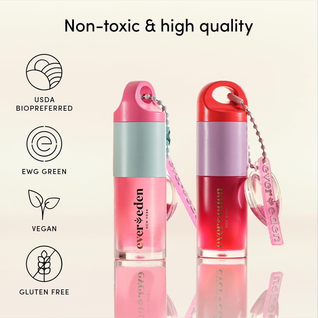 Evereden Kids Tinted Non Toxic Lip Gloss: Sakura - Non Toxic Kids Makeup - Vegan Natural Makeup for Kids - Soothing & Hydrating Kid Lip Gloss with Cherry, Peach, & Cranberry Oils - Girls Makeup