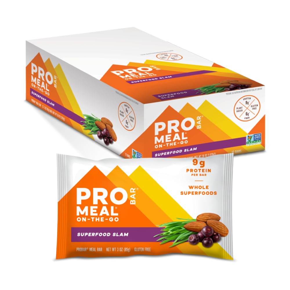 PROBAR - MEAL Bar, Superfood Slam, Non-GMO, Gluten-Free, Healthy, Plant-Based, Whole-Food Ingredients, Natural Energy (12 Count)