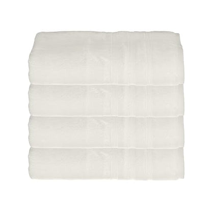 Mosobam Luxury Turkish Set of 4 Bath Towels 30X58 White 700 GSM Bamboo Viscose & Aegean Turkish Combed Cotton