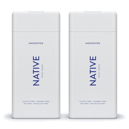 Native Body Wash for Men & Women, Seasonal | Sulfate Free, Paraben Free, Dye Free, with Naturally Derived Clean Ingredients Leaving Skin Soft and Hydrating, Unscented 18 oz - 2 Pk