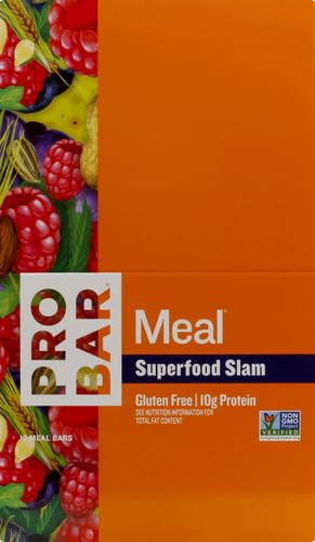 PROBAR - Meal Bar, Superfood Slam, Non-GMO, Gluten-Free, Healthy, Plant-Based Whole Food Ingredients, Natural Energy, 3 Ounce (Pack of 12)