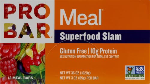 PROBAR - Meal Bar, Superfood Slam, Non-GMO, Gluten-Free, Healthy, Plant-Based Whole Food Ingredients, Natural Energy, 3 Ounce (Pack of 12)