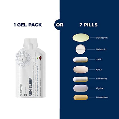Healthycell REM Sleep - Liquid Gel Extra Strength Sleep Supplement for Adults - Melatonin, Magnesium, GABA, L-theanine Supplement - Maximum Absorption - 30 Gel Packs