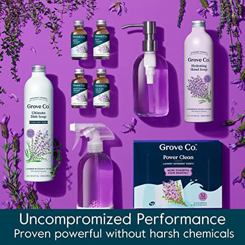 Grove Co. Tub and Tile Cleaner, Refill Concentrate (6 x 1 Fl Oz) Plant-Based Household Cleaning Supplies, No Plastic Waste, 100% Natural Lavender & Thyme Fragrance, 3 x 2 Pack Refills
