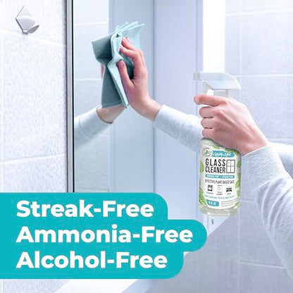 Mighty Mint Glass Cleaner, Non-Toxic, Ammonia-Free, Streak-Free Spray for Windows, Screens, Stovetop, Bathroom, Natural Peppermint Scent, 16oz