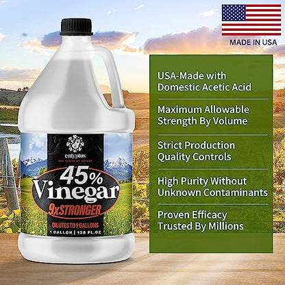 Calyptus 45% Pure Super Concentrated Vinegar | Dilutes to 9 Gallons | 9x Power Concentrate Vinegar | 1 Gallon
