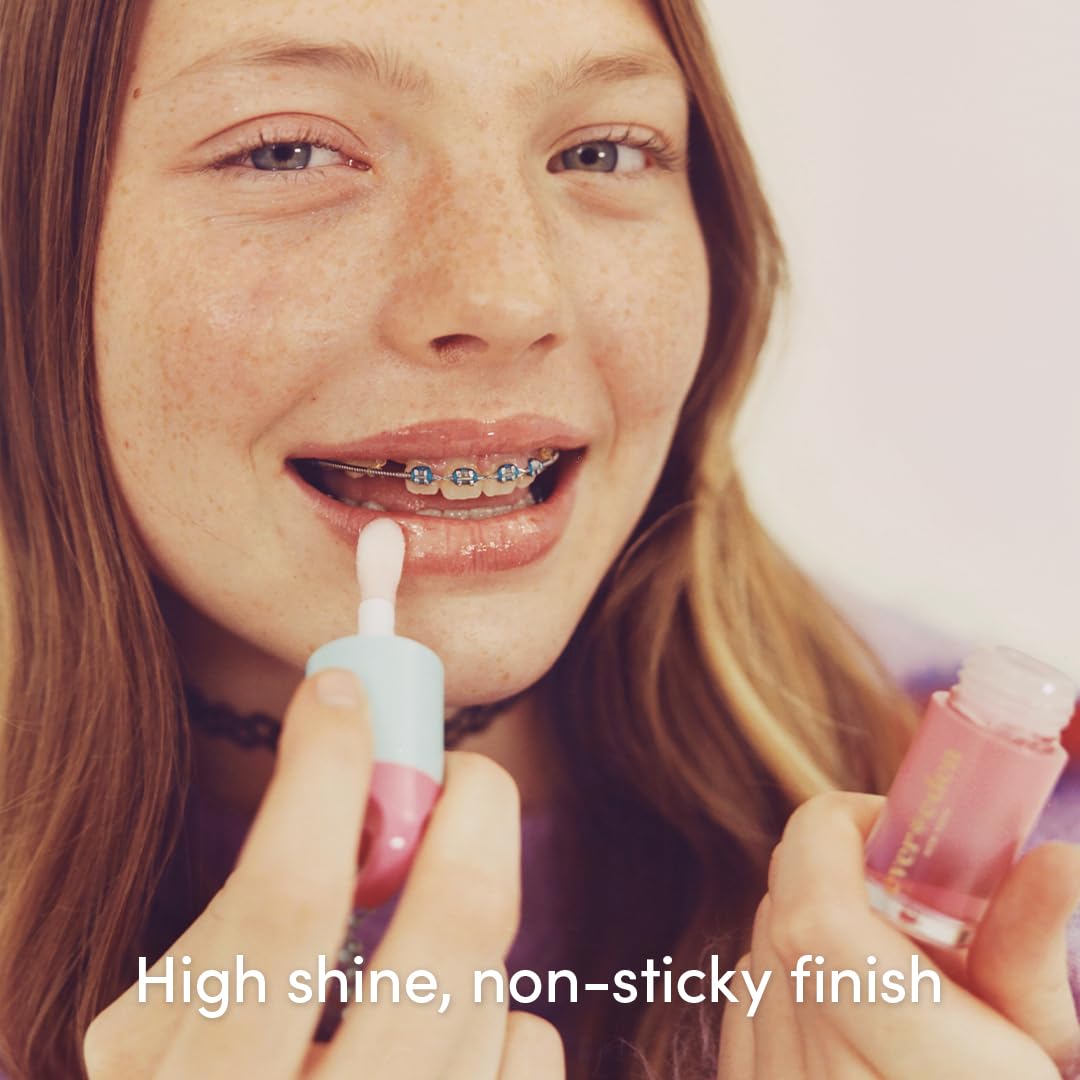 Evereden Kids Tinted Non Toxic Lip Gloss: Sakura - Non Toxic Kids Makeup - Vegan Natural Makeup for Kids - Soothing & Hydrating Kid Lip Gloss with Cherry, Peach, & Cranberry Oils - Girls Makeup
