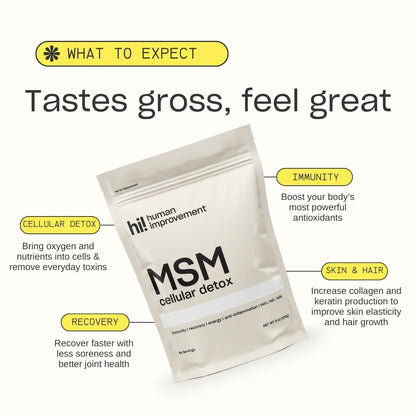 MSM Cellular Detox, Organic Sulfur, Gluten-Free, Dairy-Free, Vegan, 99.9% Pure, Made in The USA, 0g Sugar (64 Servings)