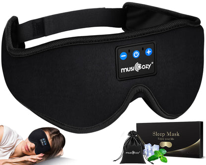 MUSICOZY Sleep Headphones Bluetooth 5.2 Headband Sleeping Headphones Sleep Eye Mask, Wireless Music Earbuds Earphones for Side Sleepers Men Women Air Travel Cool Tech Gadgets Unique Gifts