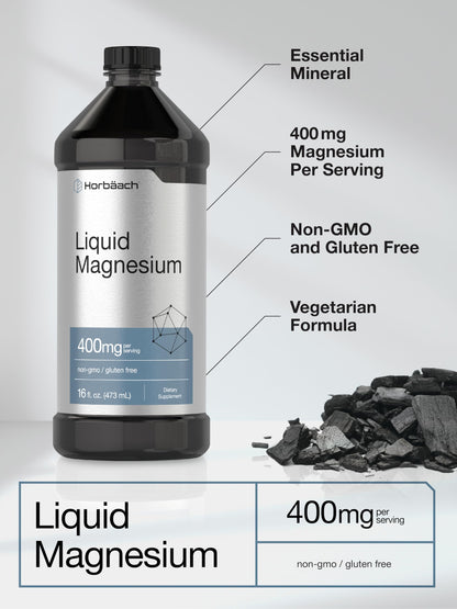 Horbäach Liquid Magnesium 400 mg | 16 oz | Vegetarian, Non-GMO & Gluten Free Supplement