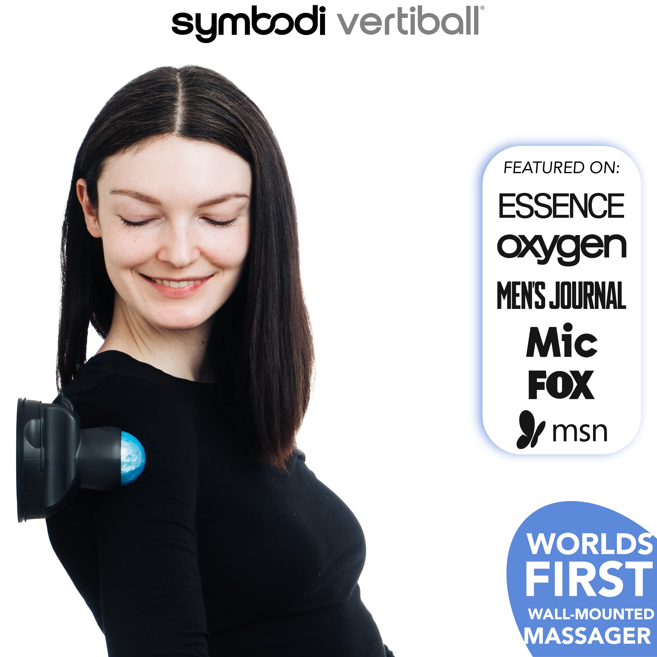 Symbodi Vertiball Mountable Muscle Massage Ball for Pain Relief, Trigger Point Ball Self Massager for Full Body Sore Muscle Recovery, Knots, and Massage Therapy (FSA/HSA Eligible)