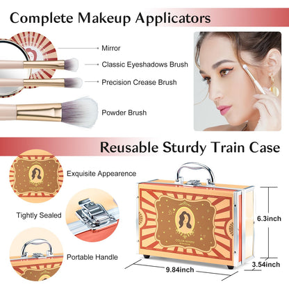 Color Nymph All In One Makeup Kit For Kids Ages 5-16, Beginners Makeup Set For Teens Non-Toxic Cosmetic Set Girl Make up Kit For Girls 18 color eyeshadow 4 color Glitter & Lipgloss Blush Mirror - Red