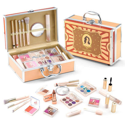 Color Nymph All In One Makeup Kit For Kids Ages 5-16, Beginners Makeup Set For Teens Non-Toxic Cosmetic Set Girl Make up Kit For Girls 18 color eyeshadow 4 color Glitter & Lipgloss Blush Mirror - Red