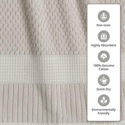 NY Loft 100% Cotton Towel Set 6 Piece | Super Soft & Absorbent Quick-Dry 2 Bath Towels 2 Hand Towels and 2 Washcloths |Textured and Durable Cotton | Trinity Collection (6 Piece Set, Quiet Grey)