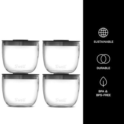S'well Prep Food Glass Bowls - Set of 4, 12oz - Make Meal Easy and Convenient - Leak-Resistant Pop-Top Lids - Microwavable and Dishwasher-Safe, clear (14212-B20-69900)